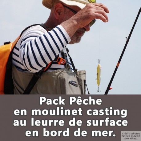 pack pêche au moulinet casting au leurre de surface en bord de mer